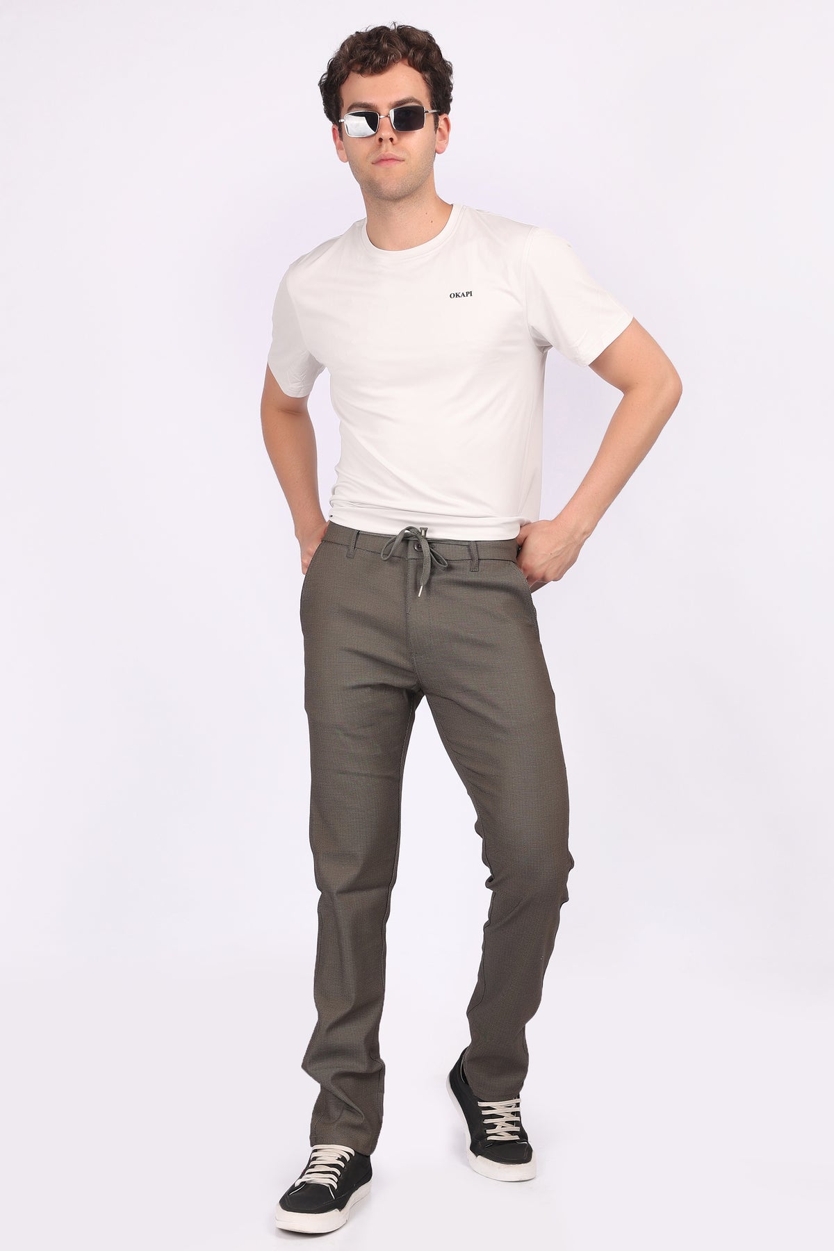 MEN RELAX MID OLIVE COTTON TROUSERS 3260