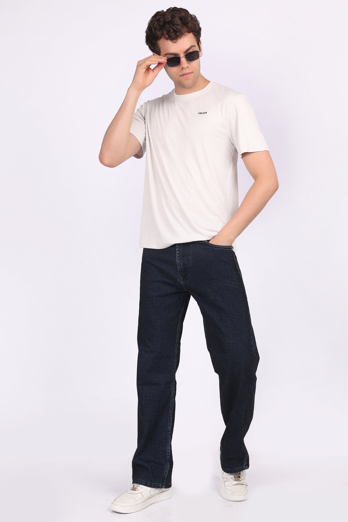 IMPORTED FABRIC  BAGGY FIT MEN JEANS   6059